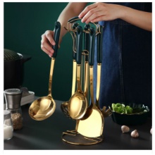 锅铲汤勺厨具套装家用祖母绿炒菜铲子北欧网红厨房轻奢不锈钢铲勺